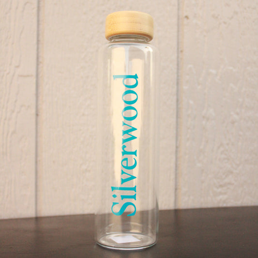 Water Bottle Clear w/ Wood Lid